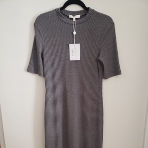 WAYF Gerry Slit Dress in Heather Grey